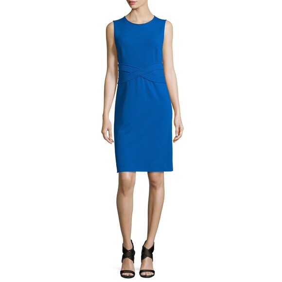 New Womens 10 NWT Designer Dress Evita Diane Von Furstenberg Blue Stretch Sheath - Picture 1 of 9